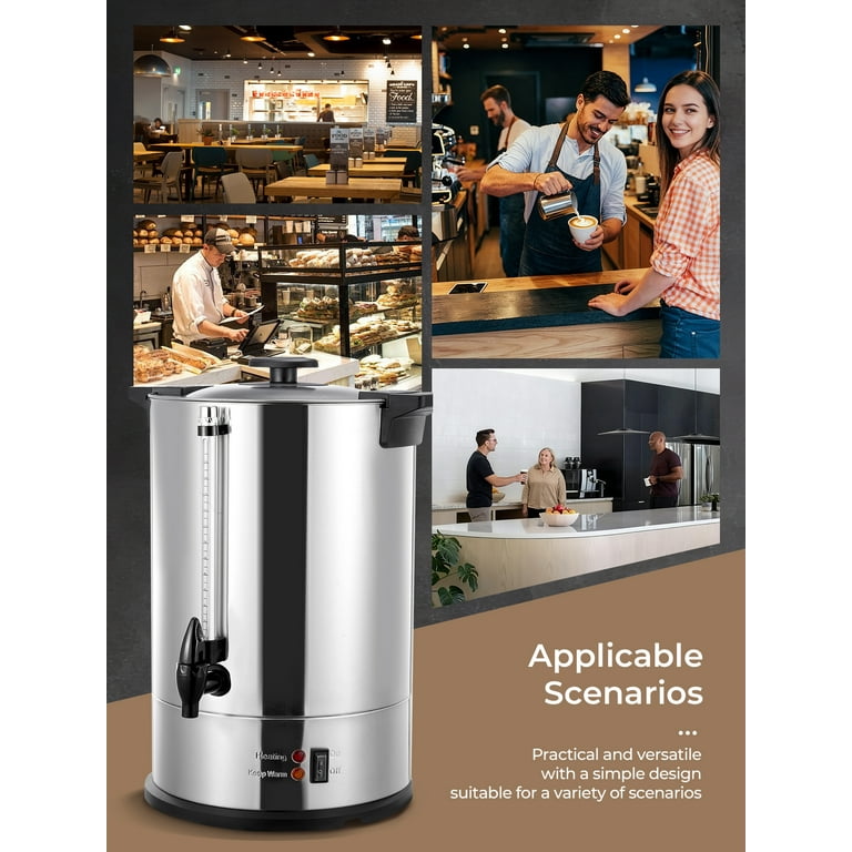 Coffee Maker 150 Cups Commercial, Coffee Urn 15 L/3.96 Gal Electric Hot Beverage Dispenser with Dripless Faucet, 1500w Power Quick Brew, Stays Hot for