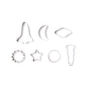 Astronomy Cookie Cutters Set of 7, Stainless Steel, Rocket, Telescope, Moon, Sun, Saturn, Earth, Star