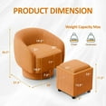 thumbnail image 6 of RoyalCraft Swivel Accent Chair with Ottoman Set of 2, 360°Swivel Barrel Chair with Footrest, Orange Velvet Upholstered Armchair and Ottoman Set, Modern Round Chair for Living Room, Bedroom, Office, 6 of 7