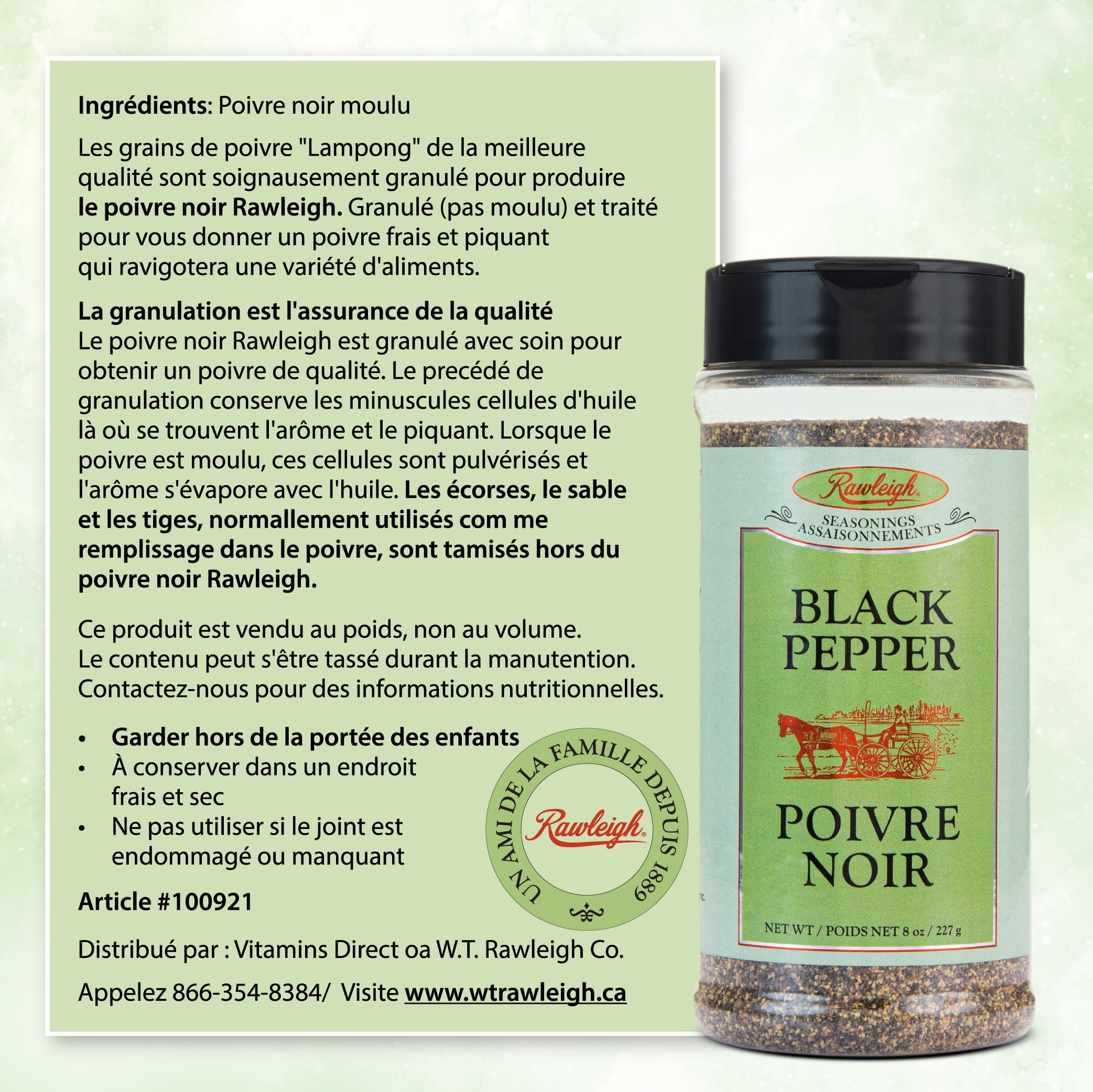 Rawleigh Granulated Black Pepper for Seasoning, 3 Bottles of 8 oz
