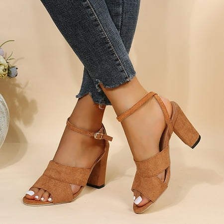 

ZXHACSJ Women s Shoes With Narrow Heel And Women s Shoes With Thick Straps Womens Sandals Brown 37
