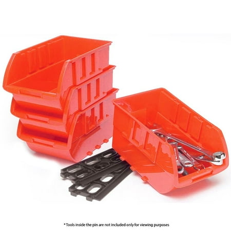 Stackable Storage Organizer - AllTopBargains 4 Large Stackable Plastic Storage Bins Container Organizer Parts Tray Wall Mount