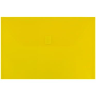 JAM Paper Plastic Hook & Loop Envelopes, 9.8x14.5, 12/Pack, Yellow