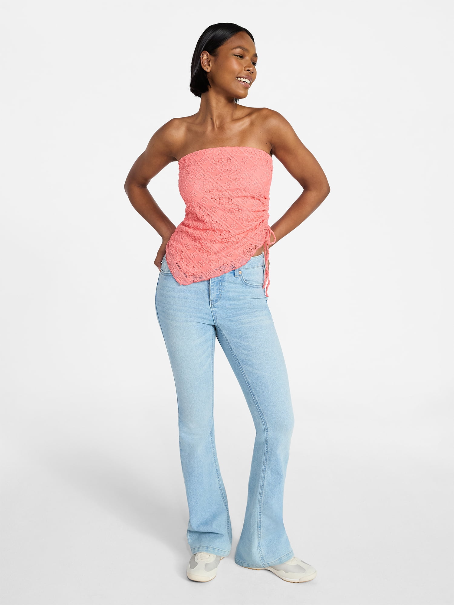 No Boundaries Asymmetrical Lace Tube Top, Women's XXS-XXL