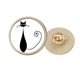 thumbnail image 1 of Precioso gato negro amante animal Art silueta Broche de oro metálico circular, 1 of 3