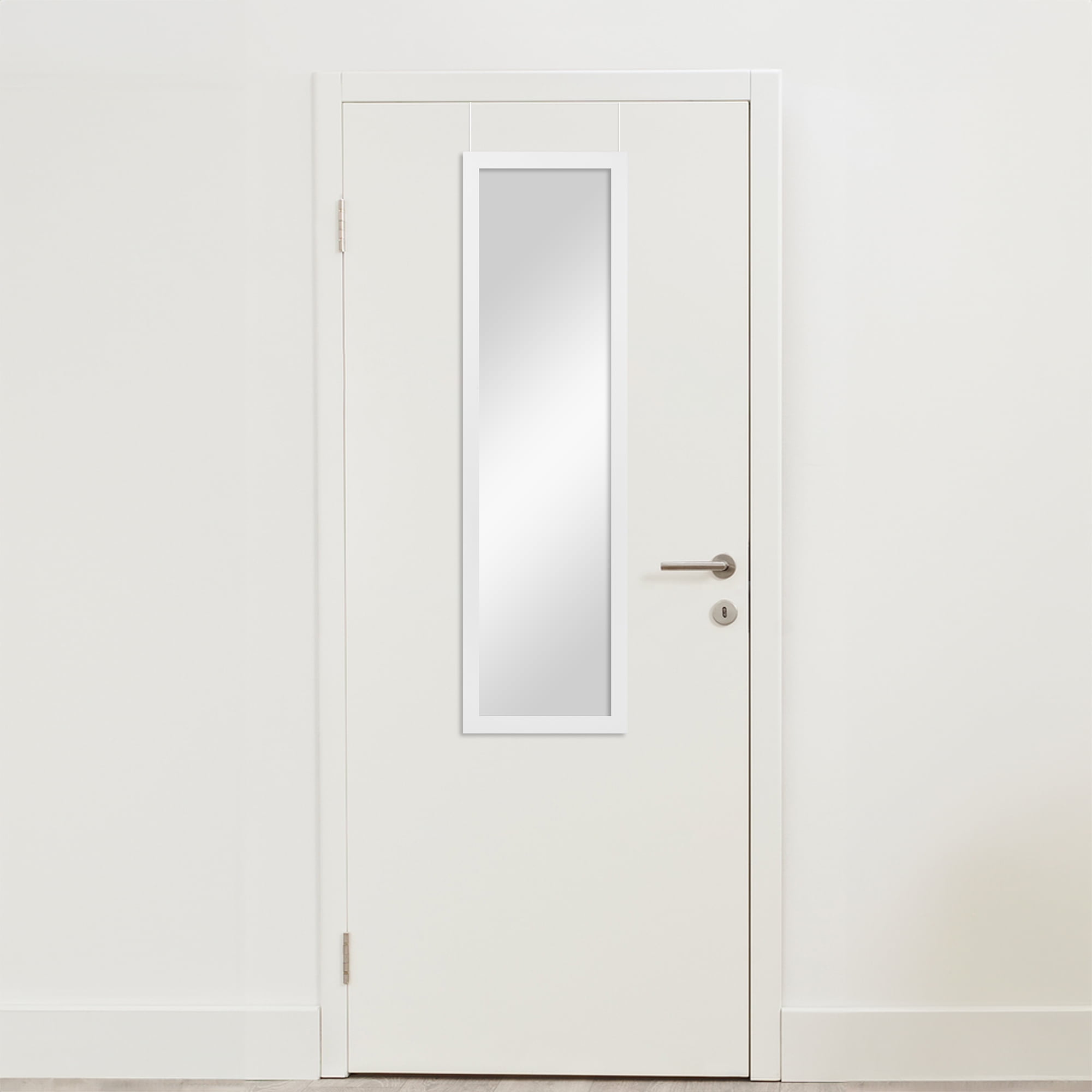 Mainstays Over-the-Door Rectangular Mirror, White, 14" x 50"