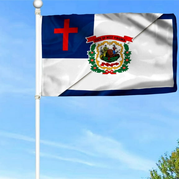 Bayyon West Virginia And Christian Grommet Flag Banner with Grommets 3x5Feet Man cave Decor