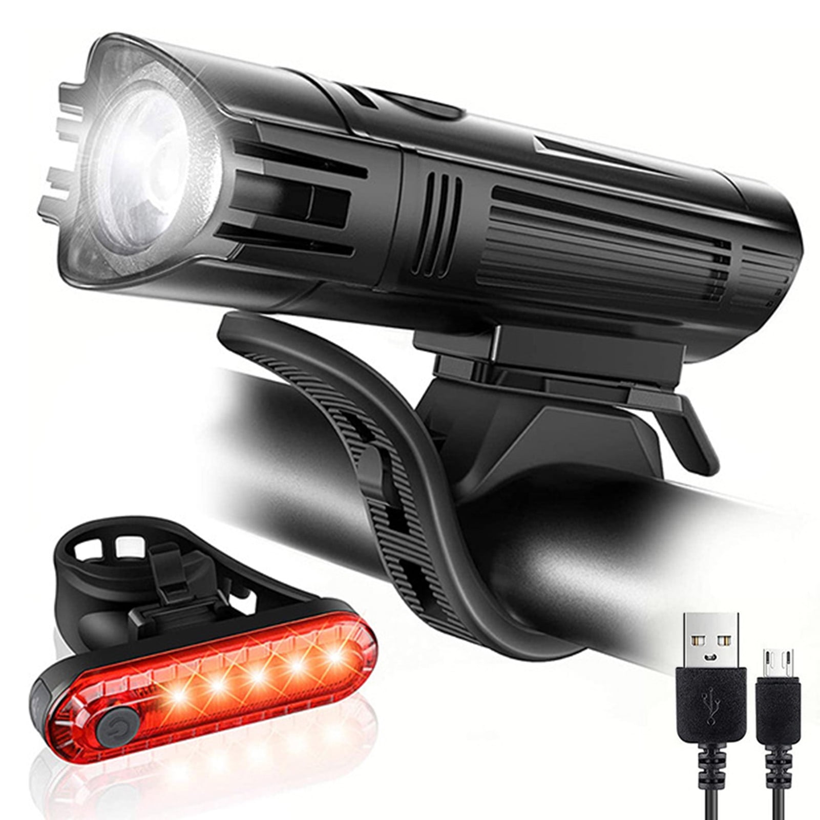 Details about   USB Bike Light Rechargeable Handlebar Headlight Front LED Lamp Built-in Battery 