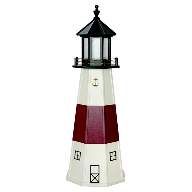 4 Foot White Red And Black Montauk Ny Wooden Lighthouse W Solar Light Amish Made Walmart Com Walmart Com