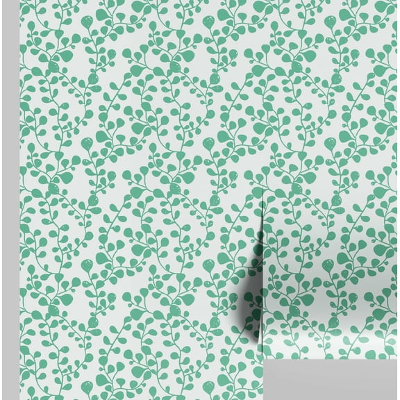 S4sassy Removable Nature-inspired Waterproof Wall Wrap, Finish Wallcover, Leafy Vine Print Contact Paper for Walls, Cabinets, Dresser, Self Adhesive Vinyl Wallpaper Roll- Green (25"x120")