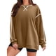 thumbnail image 1 of Sudaderas de Mujer de Larga, Cuello Redondo, Estilo Pullover, Ideales para Otoño e Invierno. con Cremallera Lateral, Perfectas para Salir. Marrón S, 1 of 10