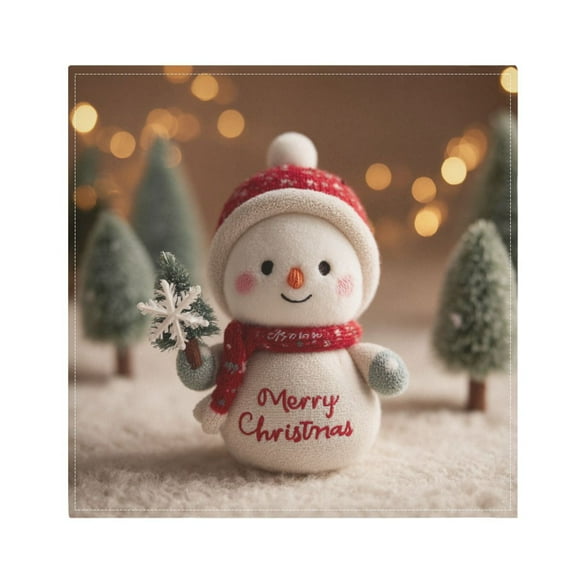 Napkin Satin Napkin 20*20 Inchx1 Kitchen Towel Dinner Plate Towel Decorative Towel Napkin Tea Towel Suitable For Kitchen Table Christmas Snowman Cartoon