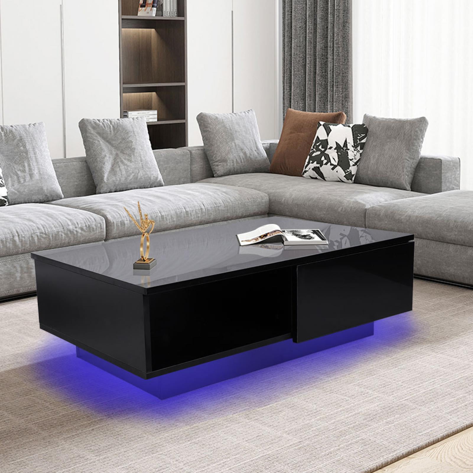 Details about   Coffee Table LED High Gloss Black 41" Accent Tea Side Living Room Furniture 