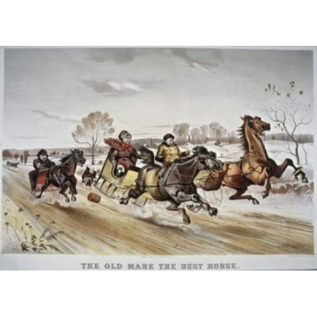 The Old Mare the Best Horse Currier & Ives Color Lithograph  Library of Congress Washington DC USA Poster