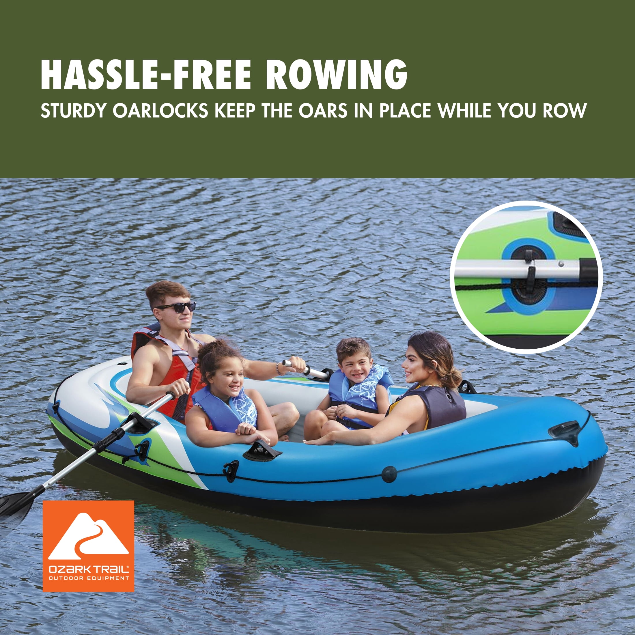 Ozark Trail 4-Person Inflatable Recreational Raft Set 9'10" x 50"