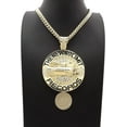 thumbnail image 2 of Hip Hop Iced Gold Plated Cubic Zirconia THE NEW NO LIMIT RECORDS Pendant & 6mm 36" Cuban Chain Necklace Set, 2 of 5