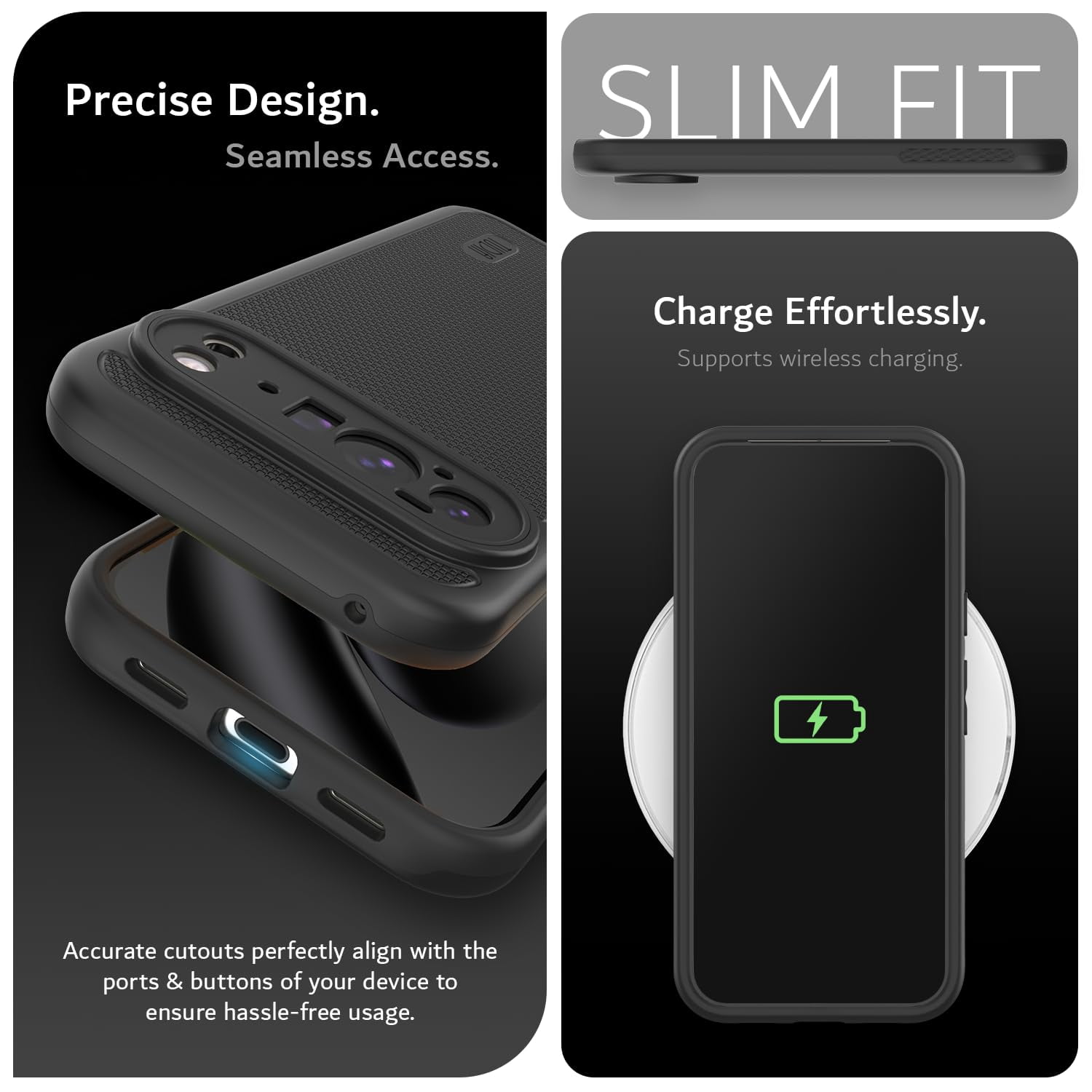 TUDIA MergeGrip Case for Google Pixel 10 Pro XL (2025), Shockproof Dual Layer Rugged Protective Phone Case, Black