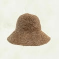 thumbnail image 4 of HERFIER 1PC Outdoor Hawaii Straw Hat Round Sun Block Wide Brim UV Protection Summer Sunhat Beach Hat (Khaki) 22.79x7.86x3.93in, 4 of 8