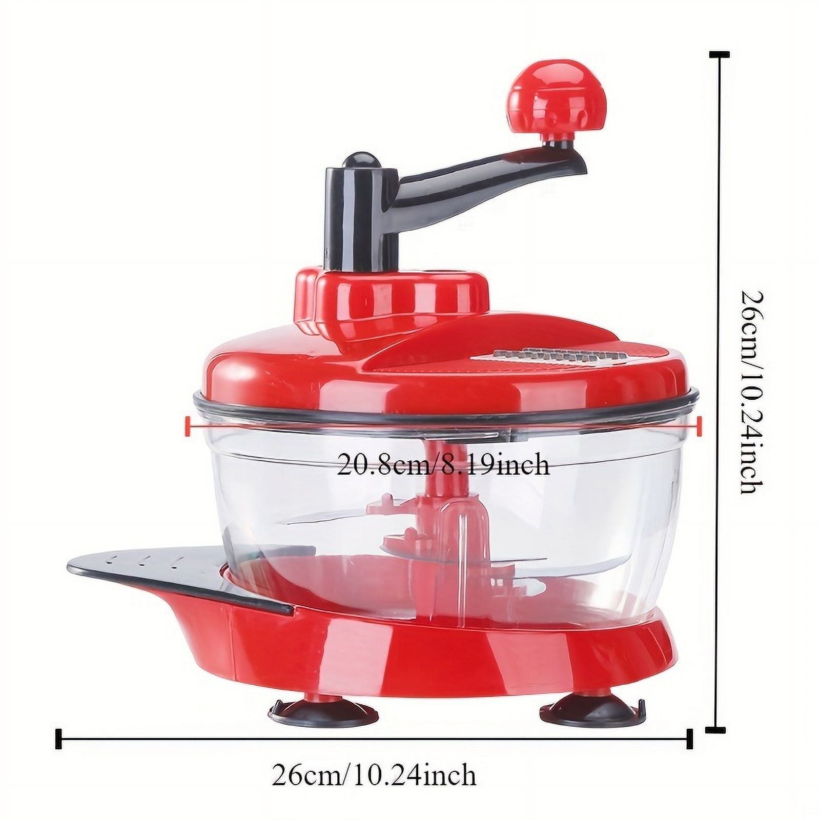 1 Pack Manual Food Processor Hand Crank Mincer Blender, Multi-Functional Without Electricity, Chopper for Vegetables Meat Fruits Nuts Herbs with Clear Container and Base