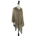 thumbnail image 2 of StylesILove Womens Crochet Floral Design Knit Fringe Poncho Pullover Cape, 7 Colors (Taupe), 2 of 2