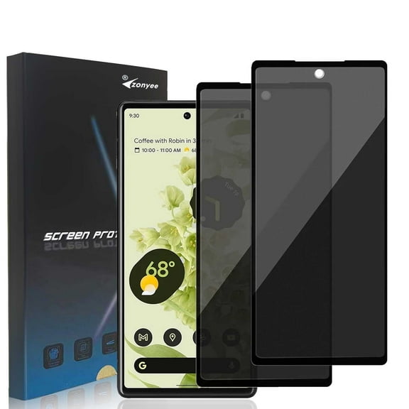 ZYQEEE 2 Pack Privacy Screen Protector Compatible for Google Pixel 6 - 6.4", Anti-Spy Tempered Glass, Bubble-Free, Easy Install