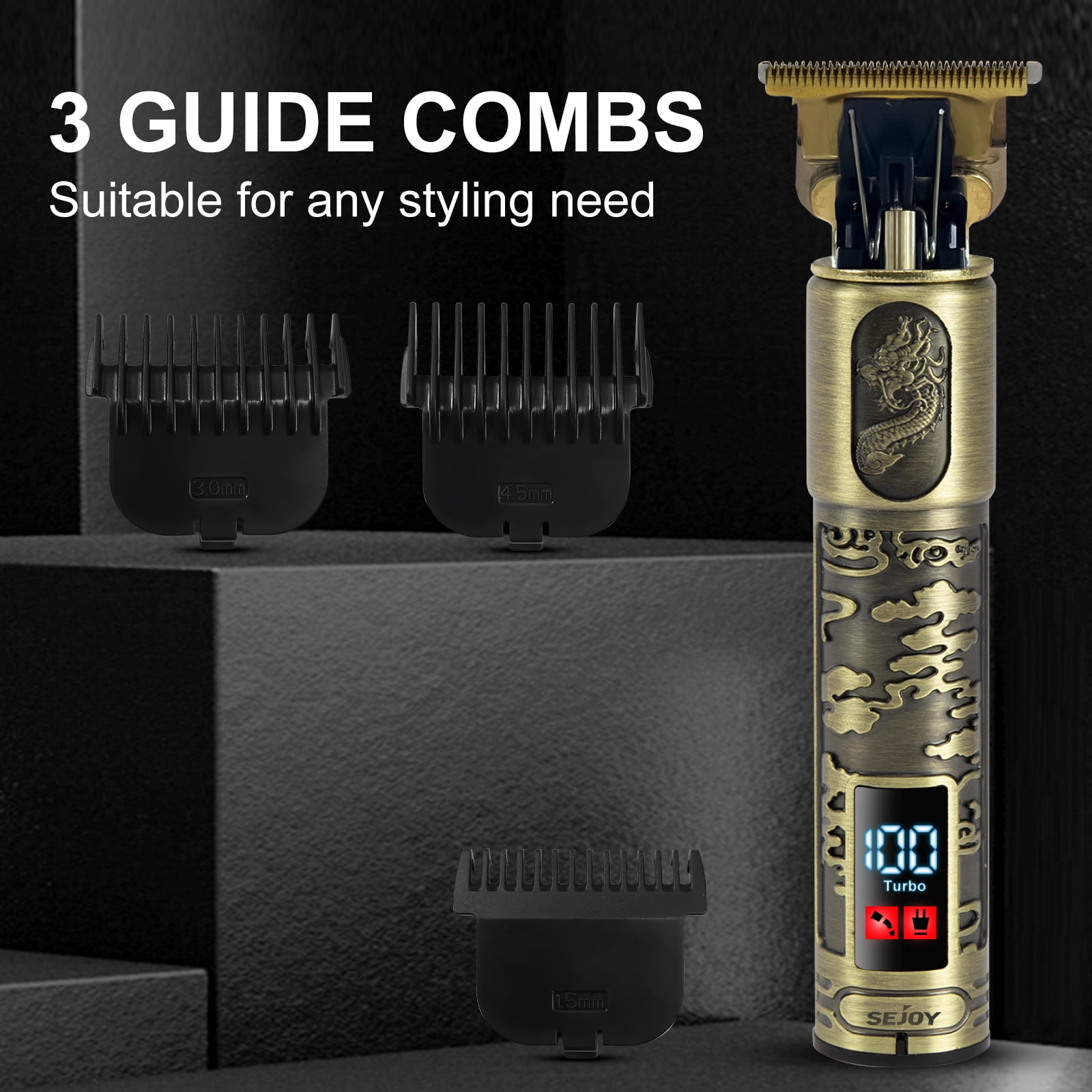 Sejoy Hair Clippers for Men,Cordless Barber Grooming Set Professional Hair Cutting Kit,Rechargeable Home Haircut,Zero Gapped T-Blade Beard Hair Trimmer ,Bronze
