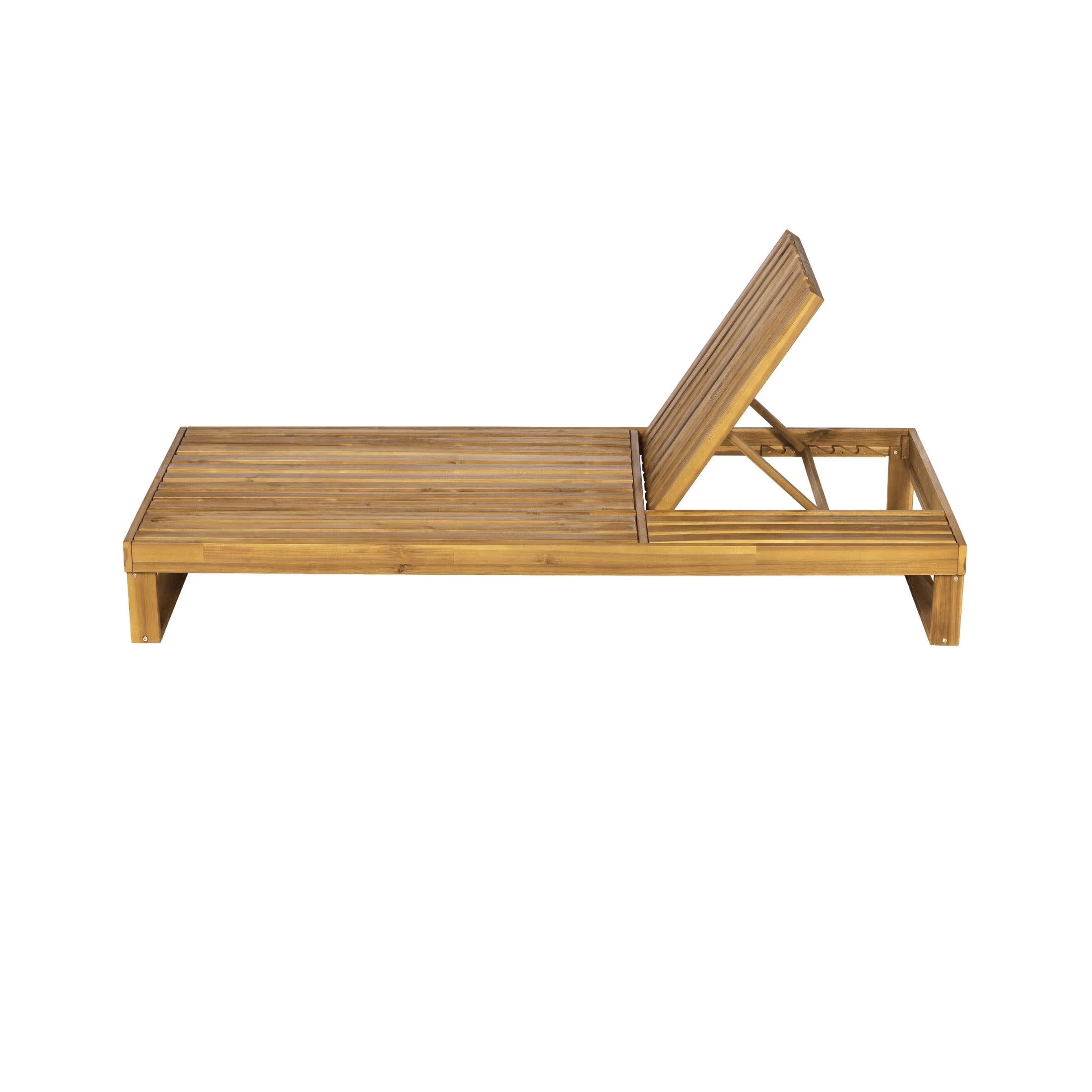 Christopher Knight Home Acacia Wood Chaise Lounge Frame, 4-Position Adjustable Recliner, Teak Finish