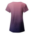 thumbnail image 7 of Chiccall Summer Gradient Tops for Women Casual V Neck Short Sleeve T Shirts Side Split Trendy Ladies Blouse Tee Purple M, 7 of 7