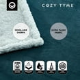 thumbnail image 6 of Cozy Tyme Lorraine Flannel Reversible Sherpa Throw - Super Soft Solid Color 50"x 60" Hunter Green, 6 of 10
