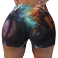thumbnail image 2 of Gukieu Colorful Ink Style Dragon Print Women's Sports Shorts, Elastic Waist High Stretch Running Yoga Gym Sweatpants-Large, 2 of 8