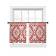thumbnail image 6 of Orange Red Boho Sheer Curtains for Living Room Bedroom Vintage Flower Tribal Distressed Printed Sheer Curtains 45 Inch Long 2 Panels Set Light Filtering Curtain Window Treatments Drapes, 6 of 6