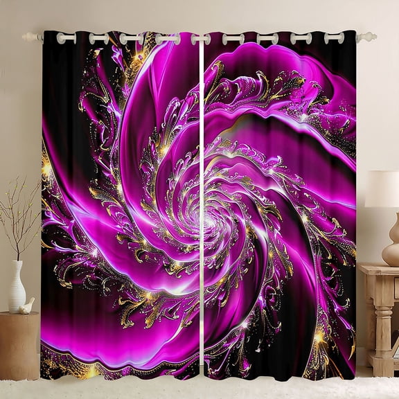 Castle Fairy Teens Purple Stripes Blackout Curtains Set of 2 (52x84 Each),Abstract Spiral Lines Window Curtains,Minimalist Gradient Curtains and Drapes,Breathable Home Decor
