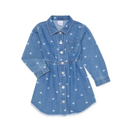 

Wonder Nation Toddler Girls Heart Print Denim Shirt Dress Sizes 12M-5T