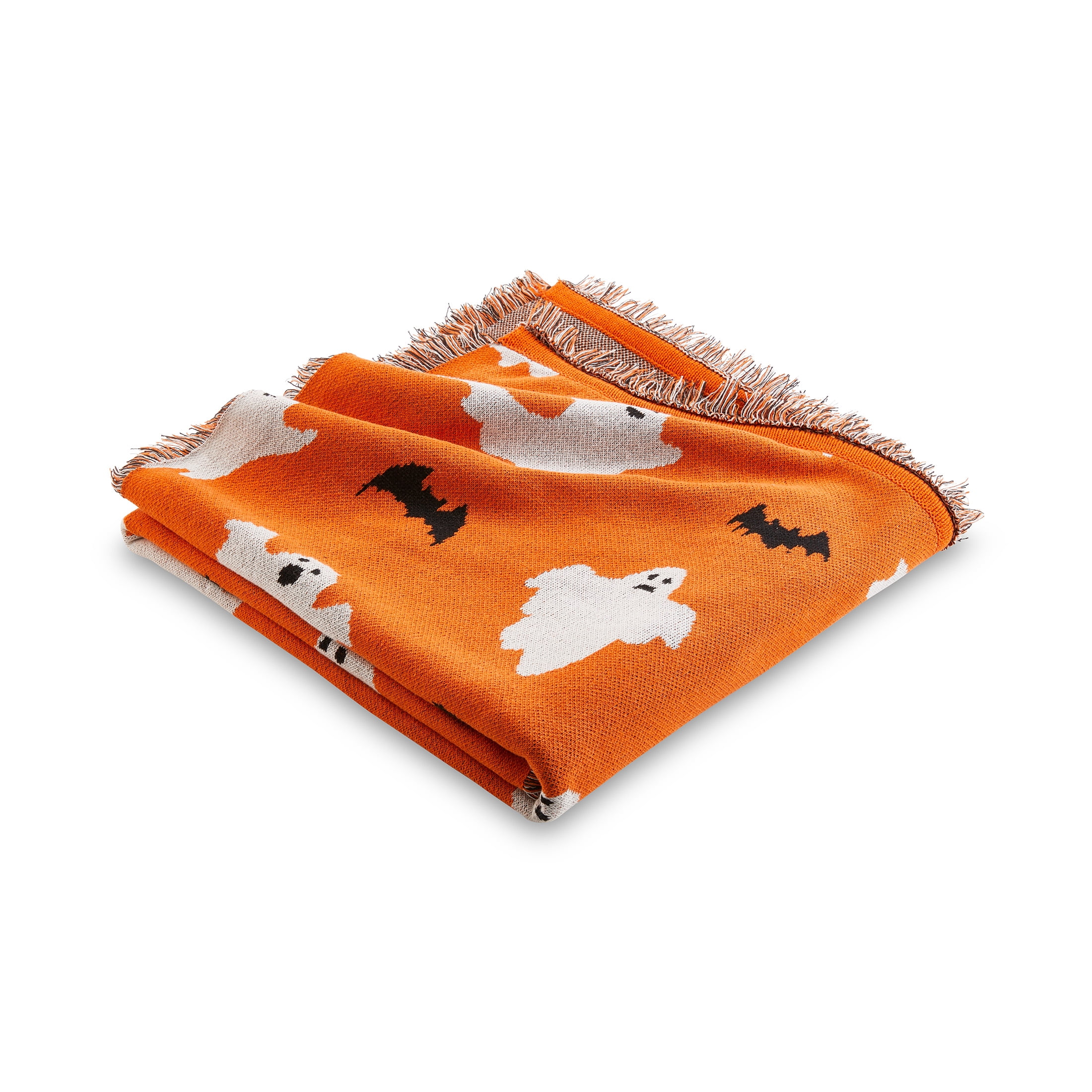 Way to Celebrate Halloween Soft Touch Multicolour Ghosts Jacquard Knitted Tapestry Throw