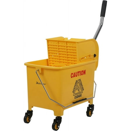 Commercial Yellow Mop Bucket and Side Press Wringer, 20 Qt, Perfect for Professional/Industrial/Business/Household