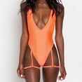 thumbnail image 5 of Babysbule Women's One Piece Swimsuit Summer Temperament Solid Color V-neck Leg Suit Swimsuit With Suspender, 5 of 7