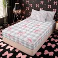 thumbnail image 2 of Erosebridal Classic Watercolor Bow Zipper Full Size Comforter Sets with Fitted Sheet and 2 Pillowcases,Neutral Plaid Backdrop Zipper Bedding Set,Gray Pink,4pcs,Reversible, 2 of 6