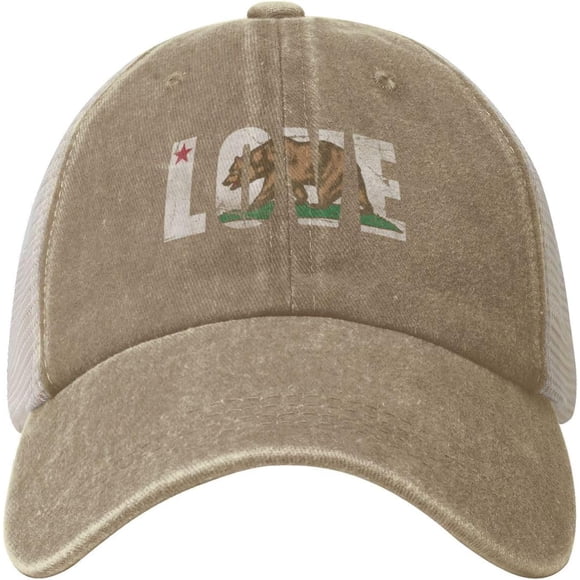 Love California Republic Cowboy Hat Men Vintage Mesh Baseball Cap Women Dad Hat Sun Hat Trucker Hat Black