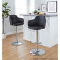 thumbnail image 6 of LumiSource Chrome Metal, Black PU Boyne Adjustable Barstool - Set of 2, 6 of 12