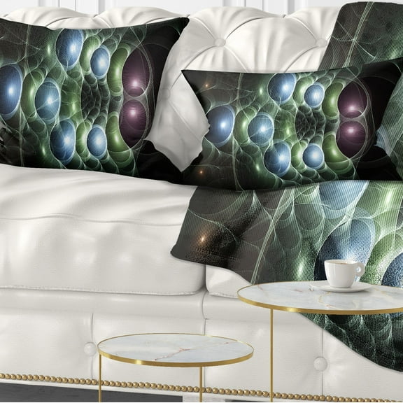 Designart Light Blue 3D Surreal Circles - Abstract Throw Pillow - 12x20
