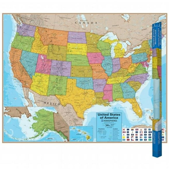 Round World Products RWPHM02 Hemispheres Laminated Map United