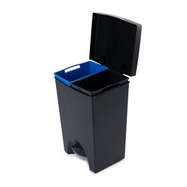Poubelle 15 Litres Double Compartiments Humide et Sec pour Cuisine Gris
