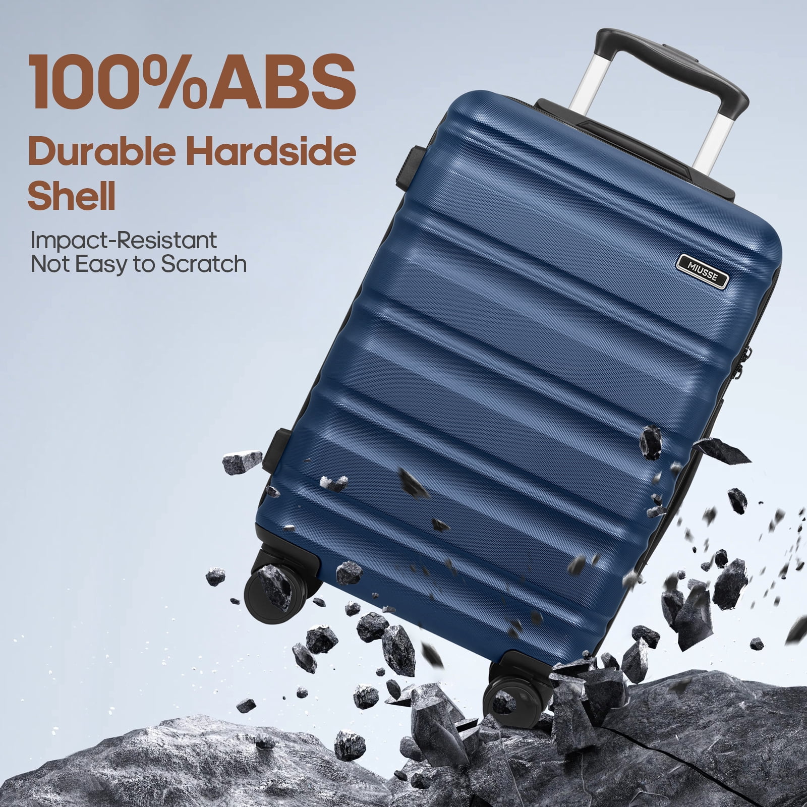 MIUSSE Hard Shell Luggage Sets 7 Pieces, 28/24/20 inch Suitcase Sets with Spinner Wheels & TSA Lock, Hard Case Luggage Set with Travel Backpack and Packing Cubes