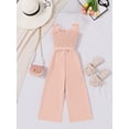 thumbnail image 6 of PureChapter Girls Romper Girls Jumpsuit Solid Color Ruffle Strap Smocked Jumpsuit with Belt & Pockets 5-12Y, 6 of 6
