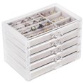 thumbnail image 1 of Organizador de joyas de acrílico con 5 cajones, joyero transparente, regalo para mujeres, hombres, niños y niñas, soporte apilable de terciopelo para aretes, anillos, pulseras, collares, gris, 1 of 6