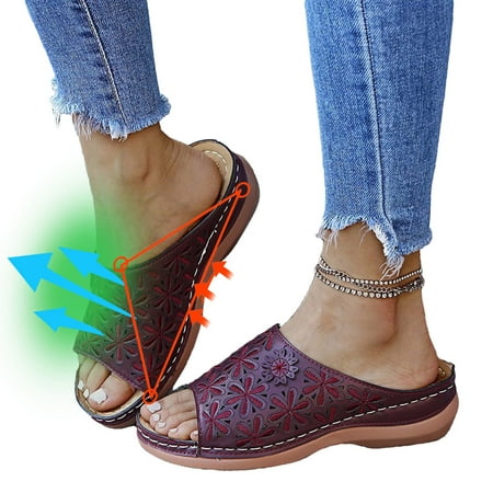 

Wirdiell Summer Ladies Embroidered Sandals Casual Footwear Casual Roman Slippers