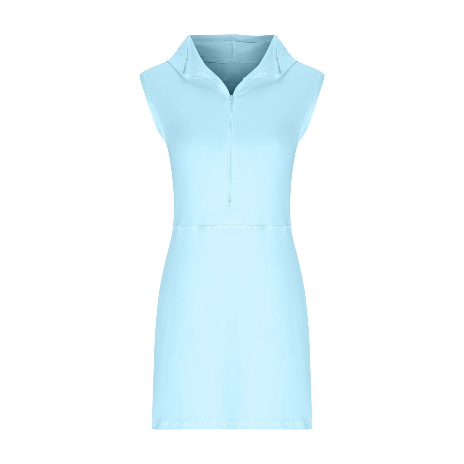 Athletic Dress For Women Sevevn Women's Fitness Outdoor Casual Sleeveless Hoodie Half Zip Sports Mini Tennis Dress No Lining Sleeveless Crew Neck Dress