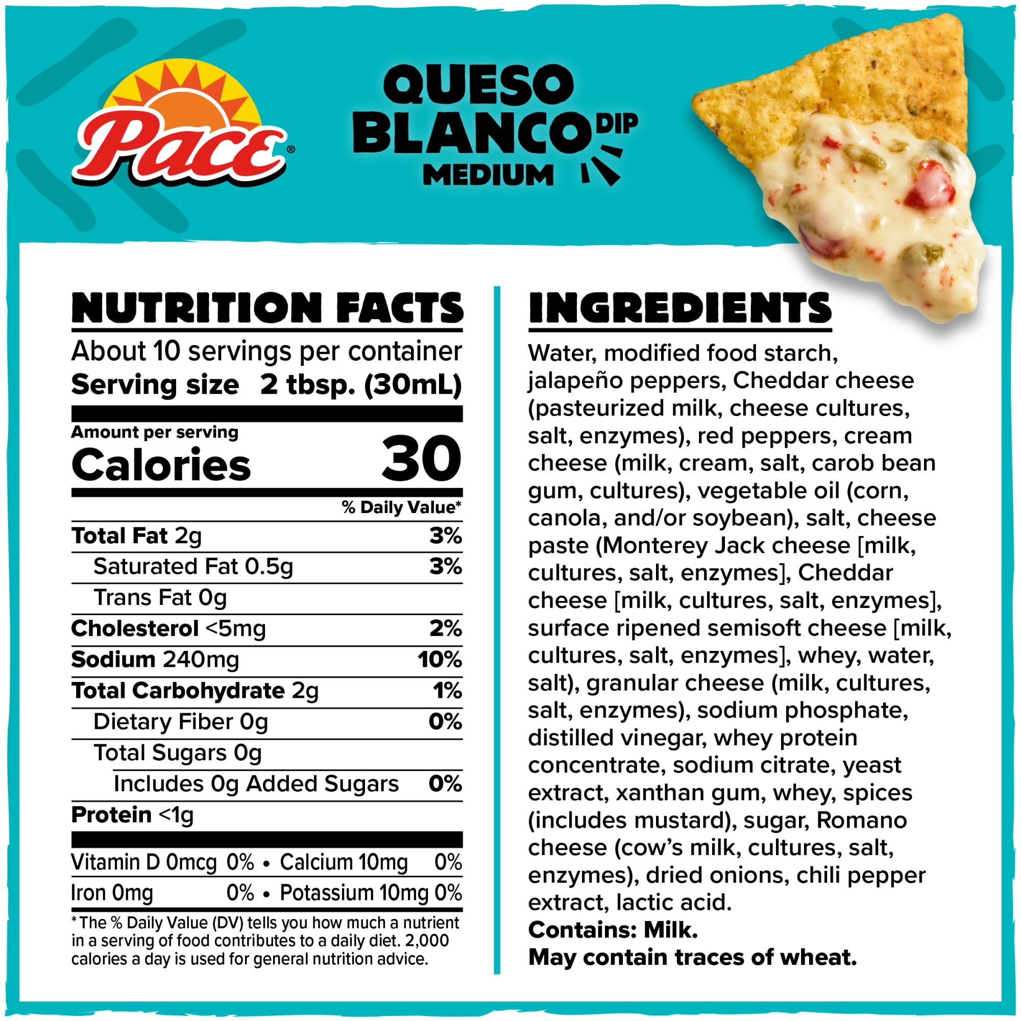 (3 pack) Pace Queso Blanco Dip, Cheese Dip, 11 oz Microwavable Bowl