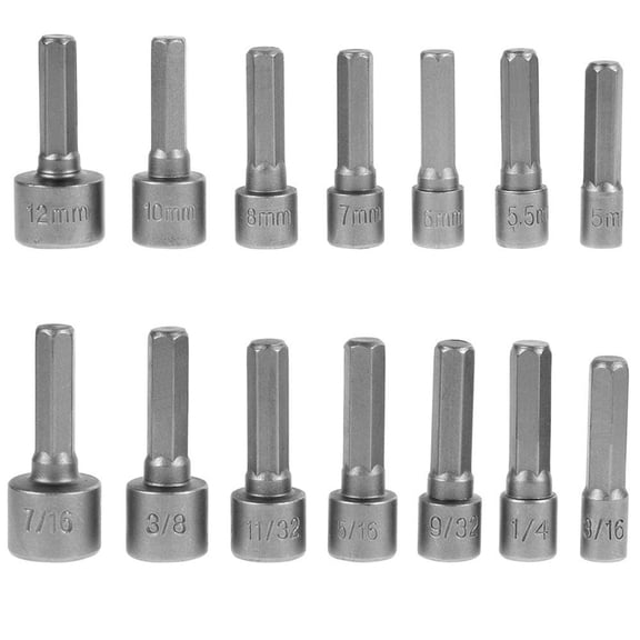 FELTECHELECTR Sockets for Drill 14Pcs Woodworking Socket Impact Driver Adapter Drill Bit Chrome Vanadium Steel