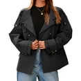 thumbnail image 3 of Double Breasted Women Long Sleeved Casual Trench Coat Lapel Jacket, 3 of 6